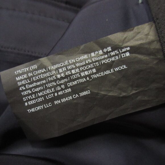 NWT THEORY Demitria in Blue Granite Traceable Wool Trouser Pants 10 x 35 ½ - Picture 4 of 5